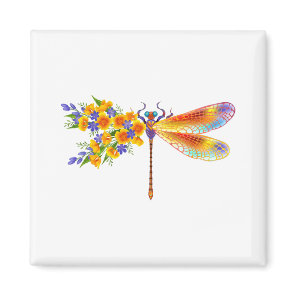 Yellow Flower Dragonfly Magnet