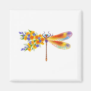 Yellow Flower Dragonfly Magnet