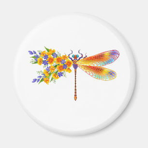 Yellow Flower Dragonfly Magnet