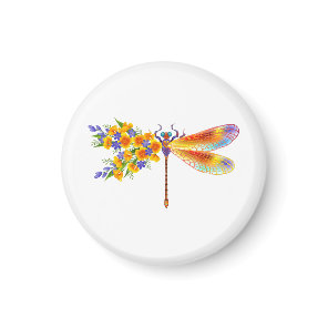 Yellow Flower Dragonfly Magnet