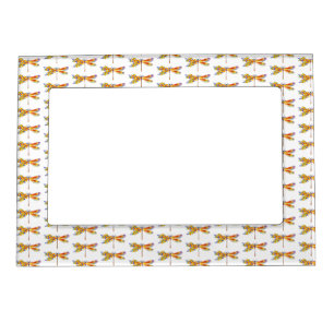 Yellow Flower Dragonfly Magnetic Frame
