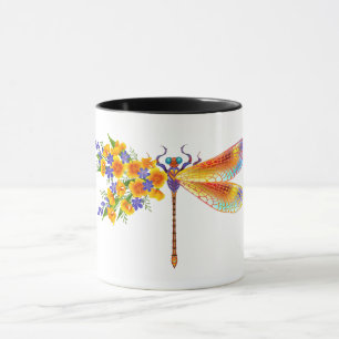 Yellow Flower Dragonfly Mug