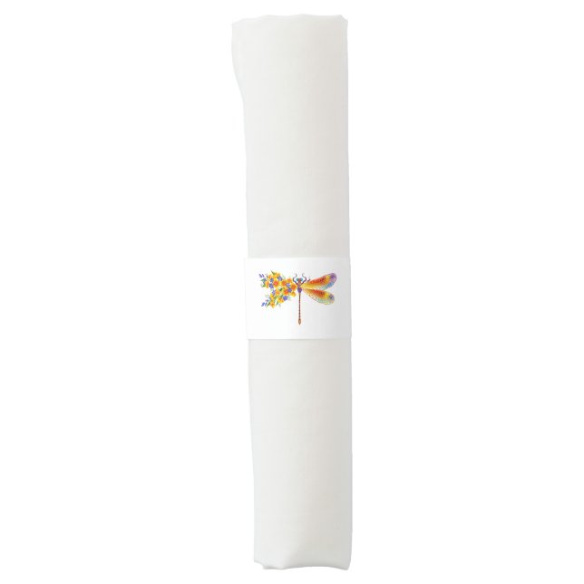 Yellow Flower Dragonfly Napkin Bands (Front)