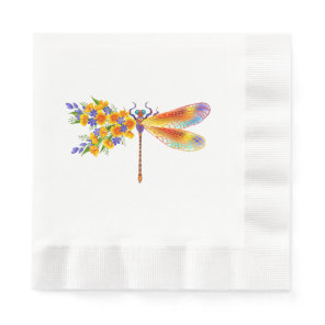 Yellow Flower Dragonfly Napkins