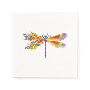 Yellow Flower Dragonfly Napkins