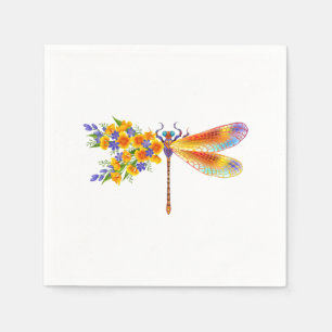Yellow Flower Dragonfly Napkins