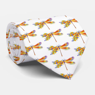 Yellow Flower Dragonfly Neck Tie