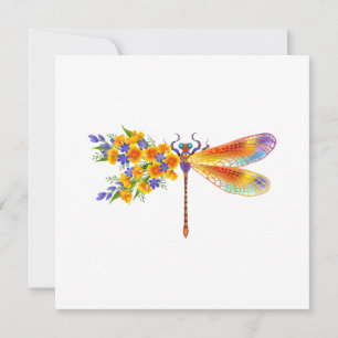 Yellow Flower Dragonfly Note Card