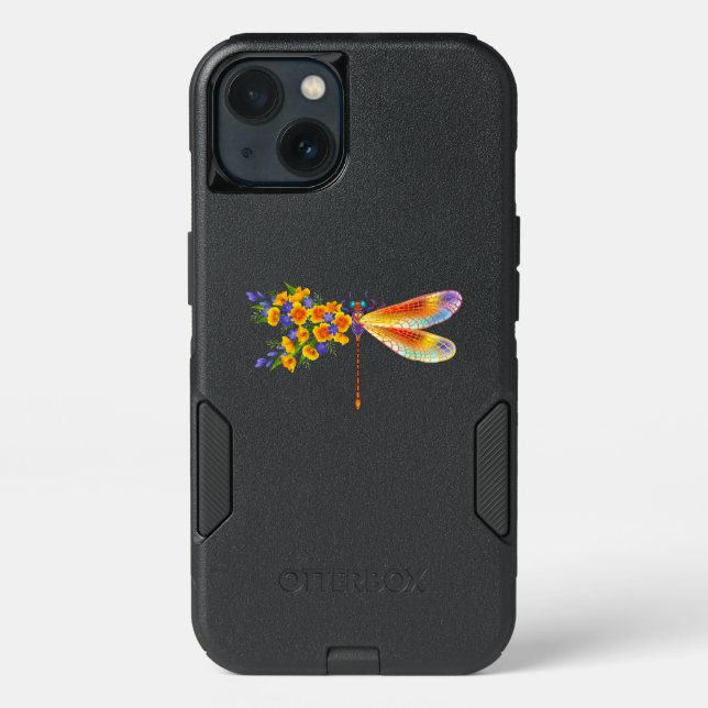 Yellow Flower Dragonfly Otterbox iPhone Case (Back)