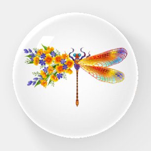 Yellow Flower Dragonfly Paperweight