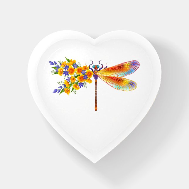 Yellow Flower Dragonfly Paperweight (Front)