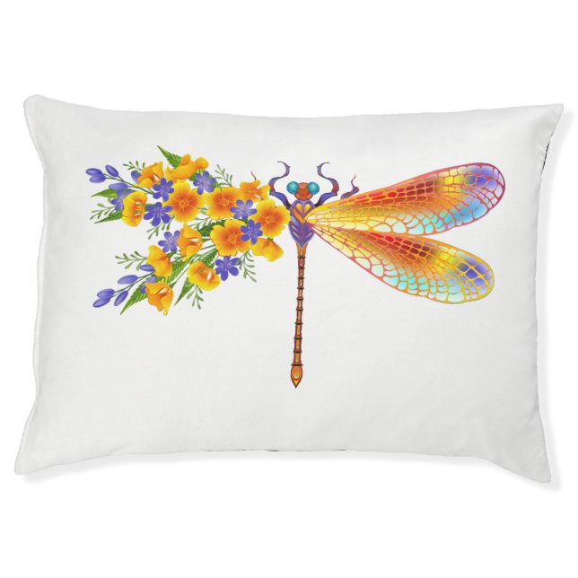 Yellow Flower Dragonfly Pet Bed (Front)