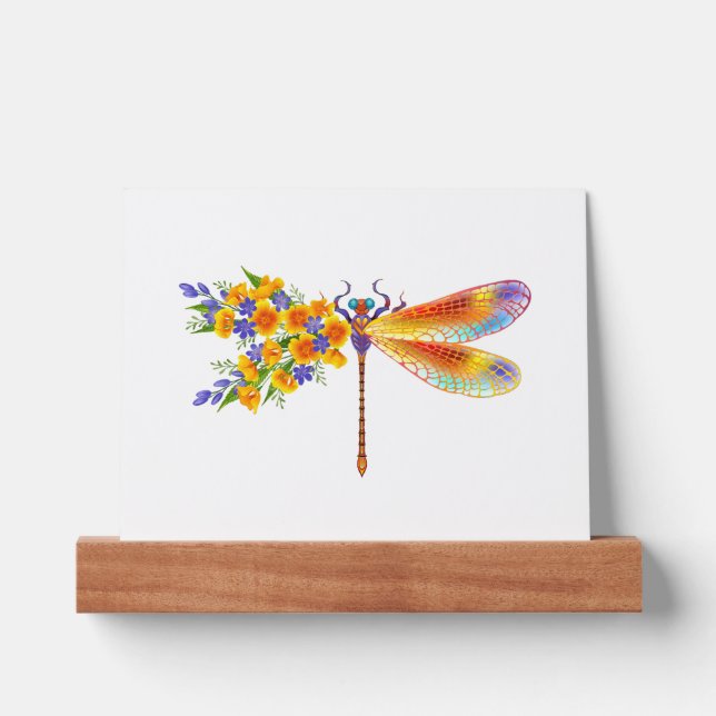 Yellow Flower Dragonfly Picture Ledge (Front)