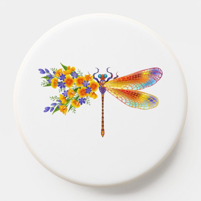 Yellow Flower Dragonfly PopSocket (Popsocket)