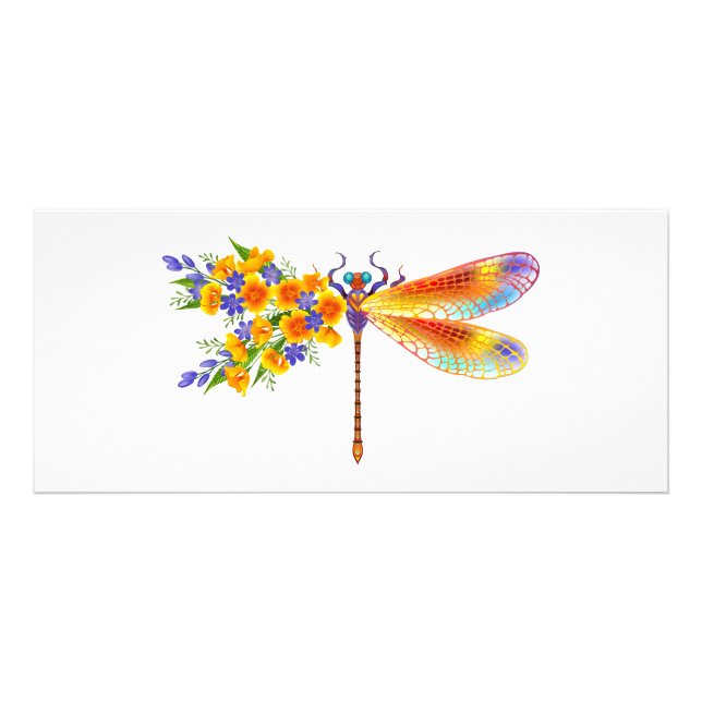 Yellow Flower Dragonfly Rack Card (Front)