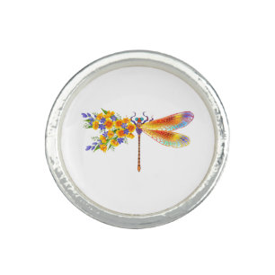 Yellow Flower Dragonfly Ring
