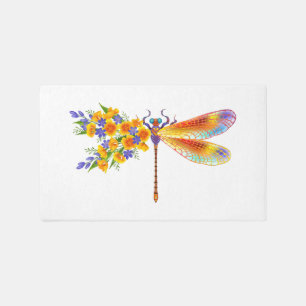 Yellow Flower Dragonfly Rug