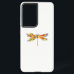 Yellow Flower Dragonfly Samsung Galaxy S21 Ultra Case<br><div class="desc">Artistically painted,  floral dragonfly in contrasting orange and purple with yellow,  bright,  blooming California poppy and blue wildflowers on white background.</div>