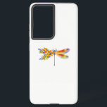 Yellow Flower Dragonfly Samsung Galaxy S21 Ultra Case<br><div class="desc">Artistically painted,  floral dragonfly in contrasting orange and purple with yellow,  bright,  blooming California poppy and blue wildflowers on white background.</div>