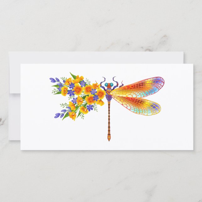 Yellow Flower Dragonfly Save The Date (Front)