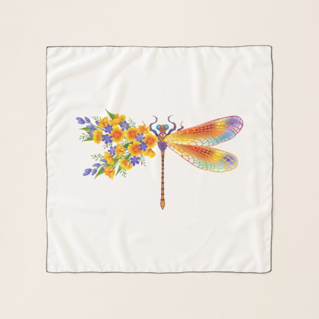 Yellow Flower Dragonfly Scarf (Front)