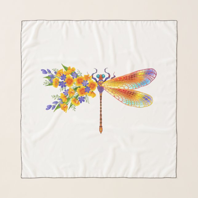 Yellow Flower Dragonfly Scarf (Front)