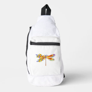 Yellow Flower Dragonfly Sling Bag