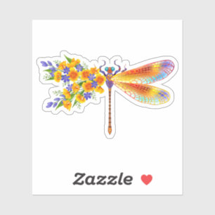Yellow Flower Dragonfly Sticker
