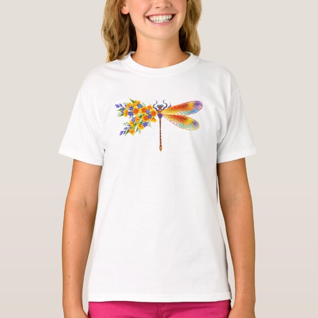 Yellow Flower Dragonfly T-Shirt (Front)