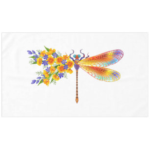 Yellow Flower Dragonfly Tablecloth