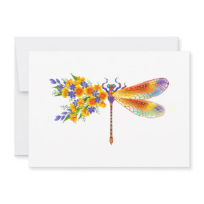 Yellow Flower Dragonfly Thank You Card