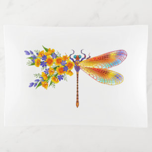 Yellow Flower Dragonfly Trinket Tray