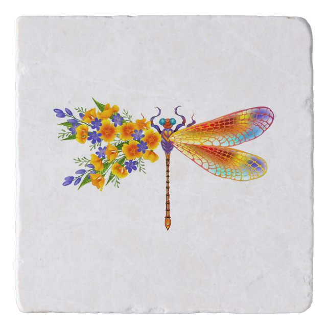Yellow Flower Dragonfly Trivet (Front)