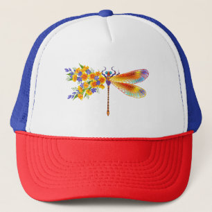 Yellow Flower Dragonfly Trucker Hat