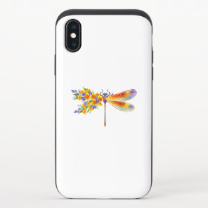 Yellow Flower Dragonfly iPhone X Slider Case