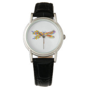 Yellow Flower Dragonfly Watch