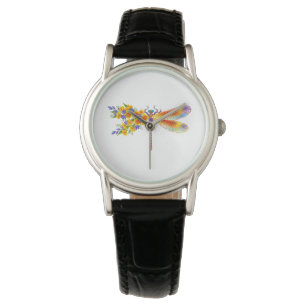 Yellow Flower Dragonfly Watch