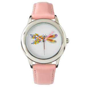 Yellow Flower Dragonfly Watch