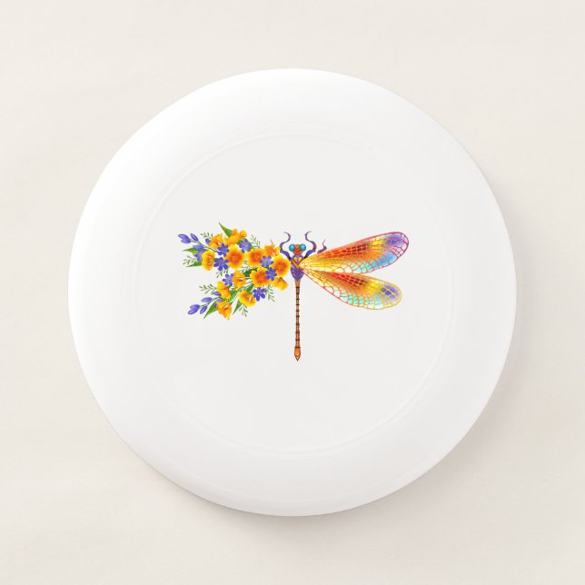 Yellow Flower Dragonfly Wham-O Frisbee (Front)