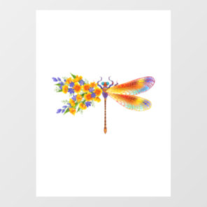 Yellow Flower Dragonfly Window Cling