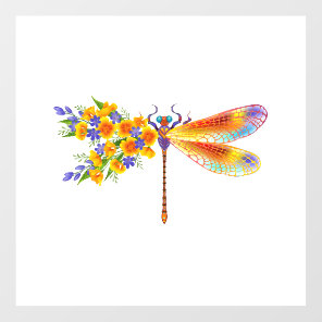 Yellow Flower Dragonfly Window Cling
