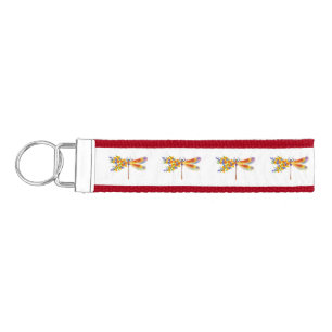Yellow Flower Dragonfly Wrist Keychain