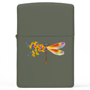 Yellow Flower Dragonfly Zippo Lighter