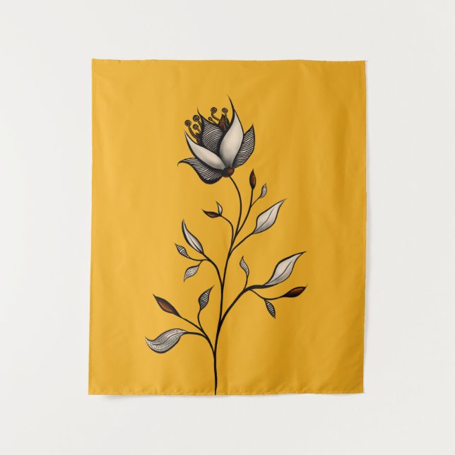Yellow Flower Elegant Stylish Abstract Tapestry (Front)