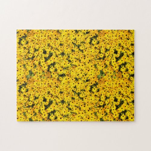 Yellow Flower Field of Flowers Garden Bright Sunny Jigsaw Puzzle