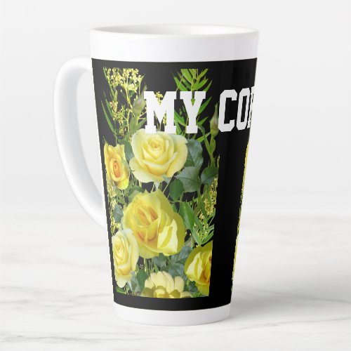 Yellow Flower Image My Coffee Text Latte Mug