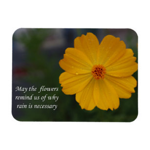 Yellow Flower in Rain Inspirational Quote Magnet