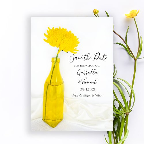 Yellow Flower in Vase Wedding Save the Date