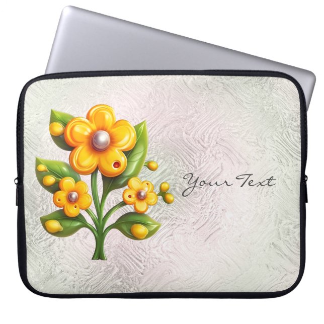Yellow Flower Laptop Sleeve (Front)