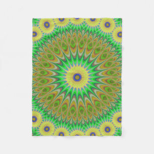 Yellow flower mandala fleece blanket